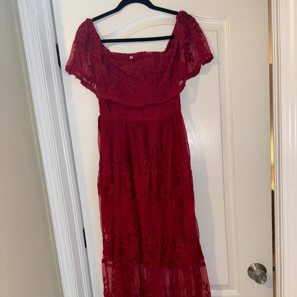 Burgundy maxi dress (maternity or non-maternity)